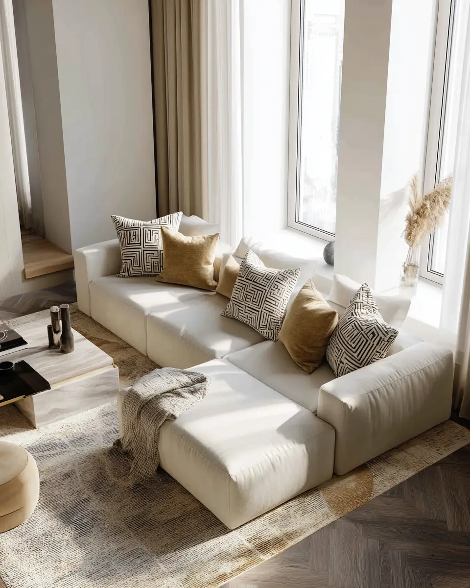 Cream Minimalist Living Room Decor Ideas