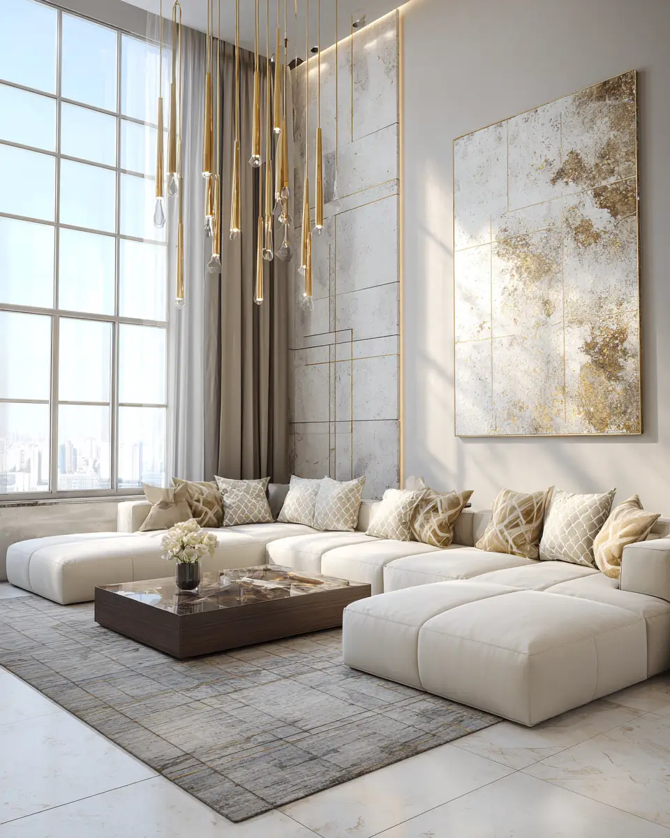 Cream Minimalist Living Room Decor Ideas