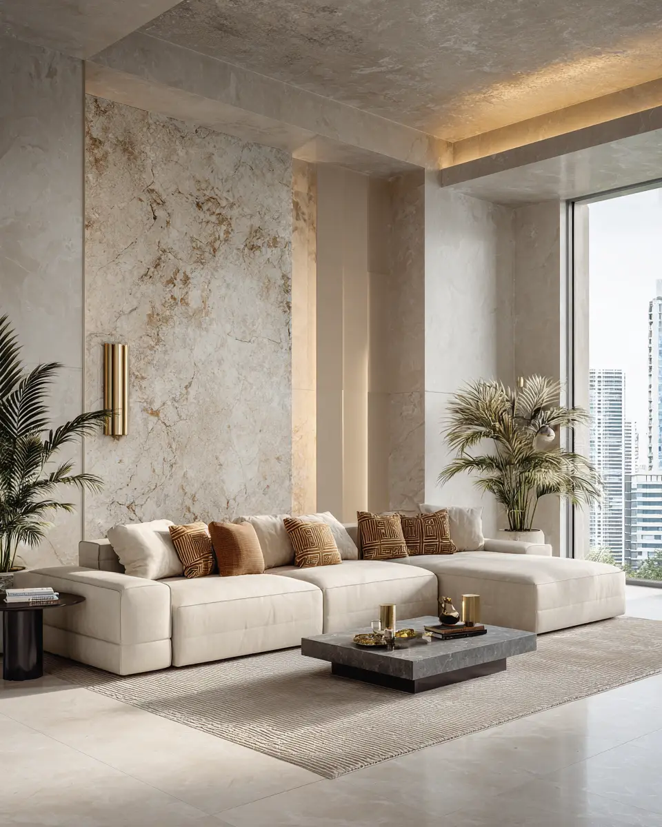 Cream Minimalist Living Room Decor Ideas