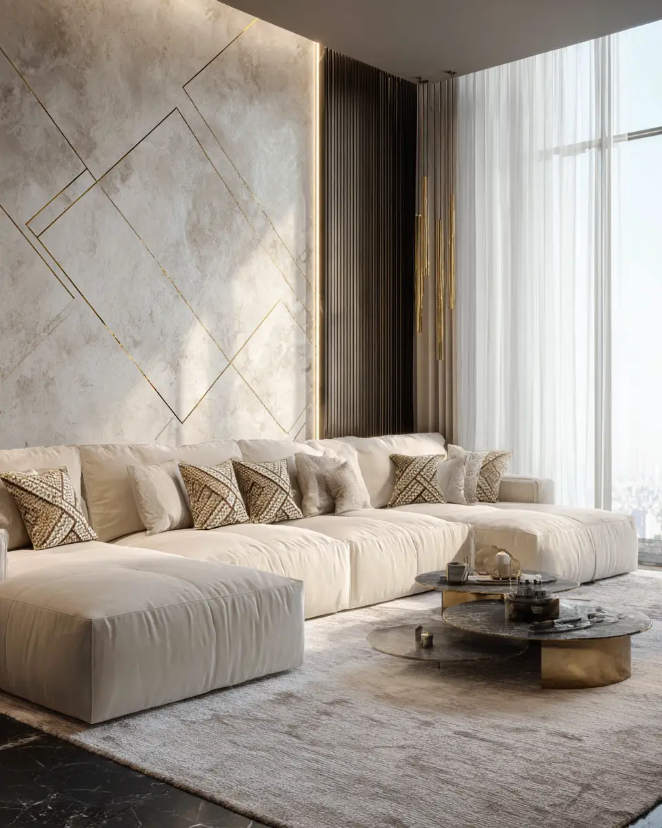 Cream Minimalist Living Room Decor Ideas