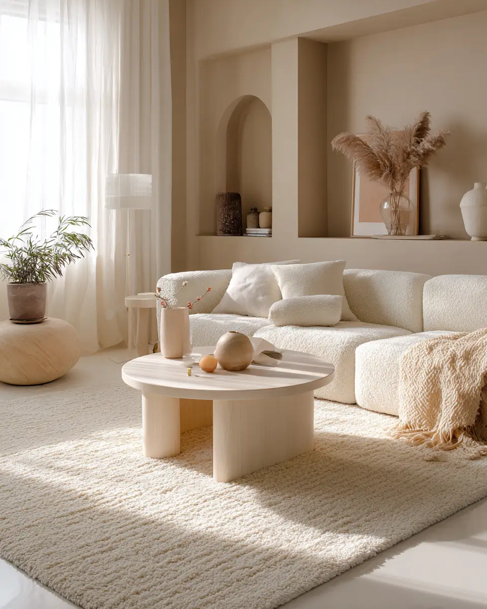 Cream Minimalist Living Room Decor Ideas