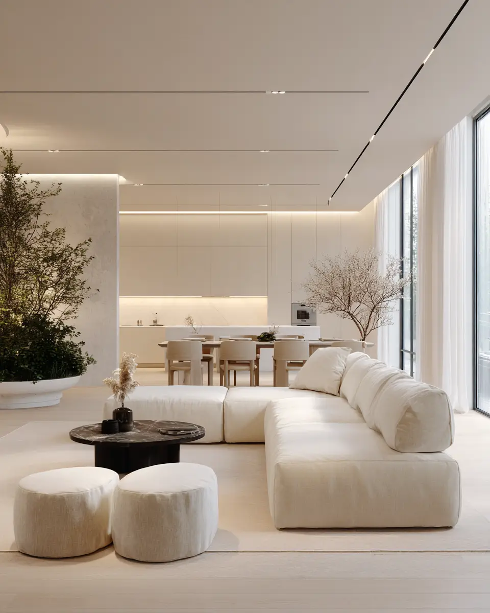 Cream Minimalist Living Room Decor Ideas