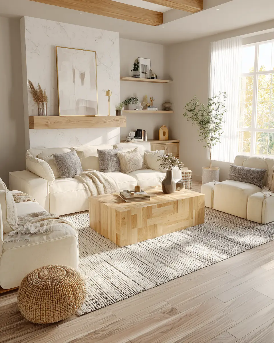 Cream Modern Living Room Decor Ideas