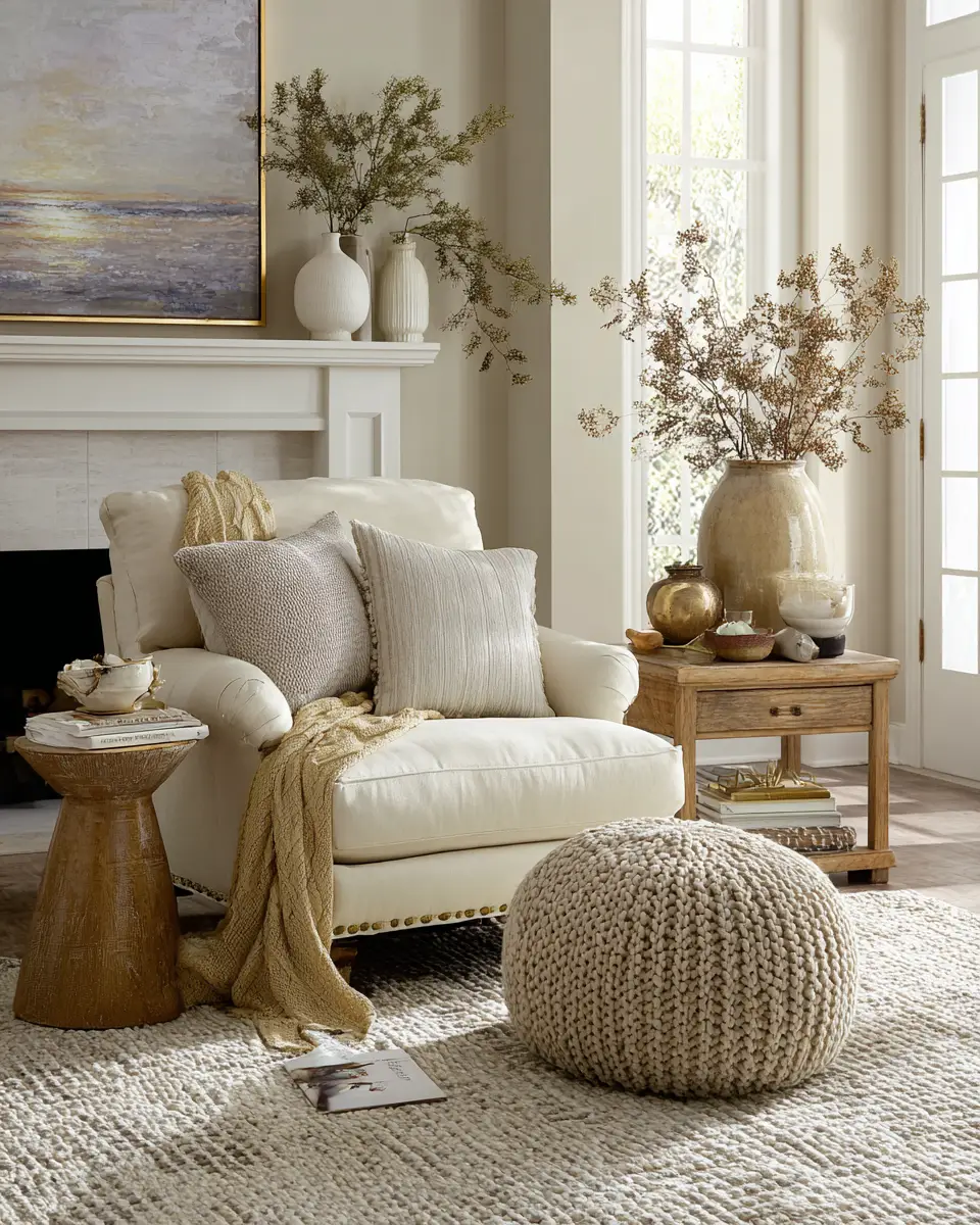 Cream Modern Living Room Decor Ideas