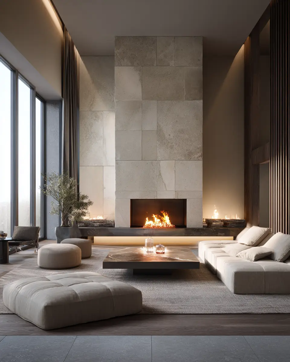 Cream Modern Living Room Decor Ideas