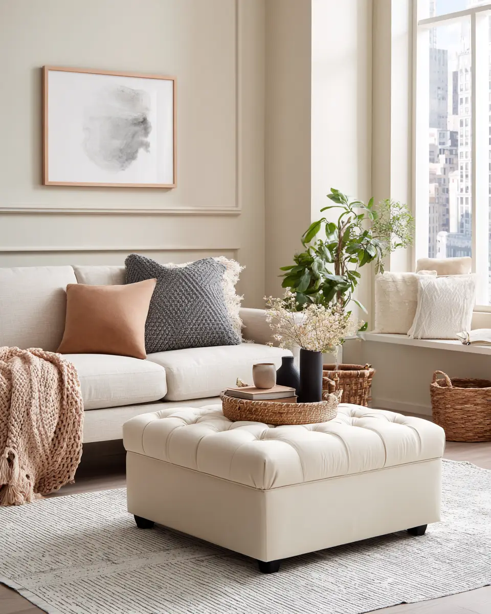 Cream Modern Living Room Decor Ideas