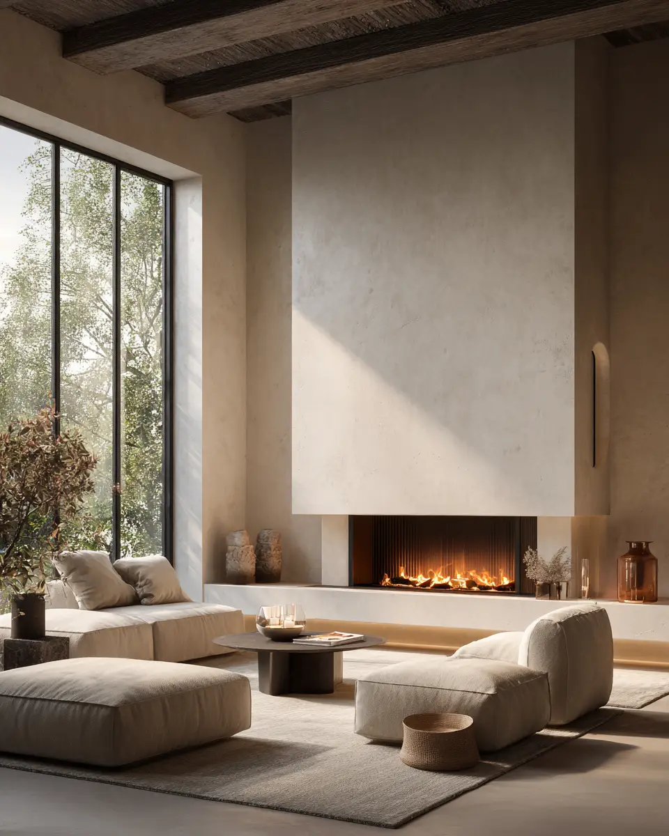 Cream Modern Living Room Decor Ideas