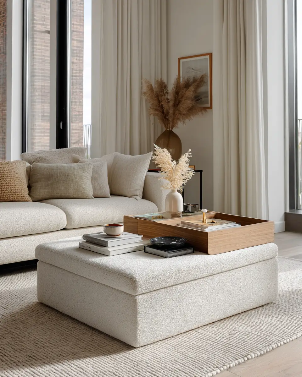 Cream Modern Living Room Decor Ideas