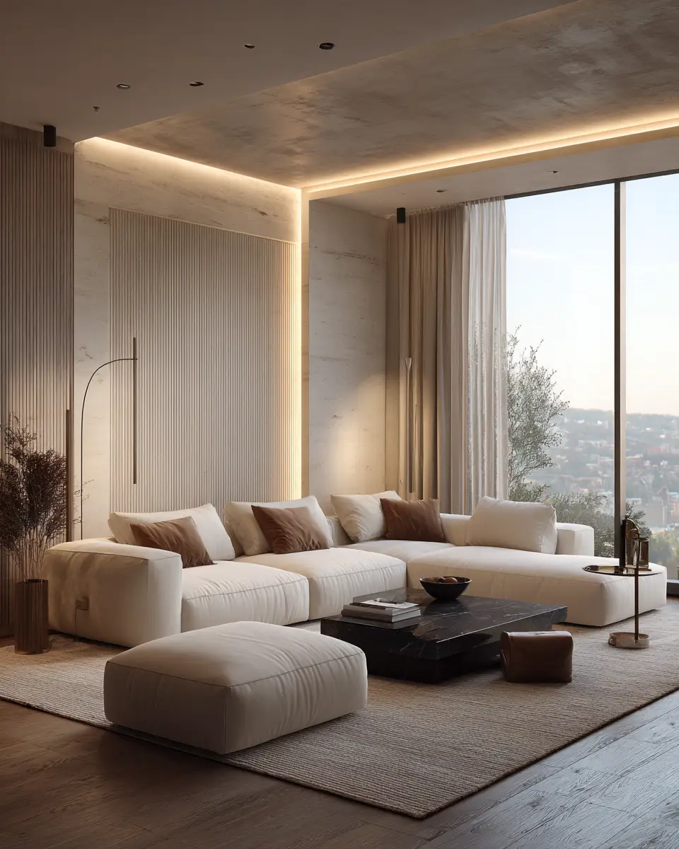 Cream Modern Living Room Decor Ideas