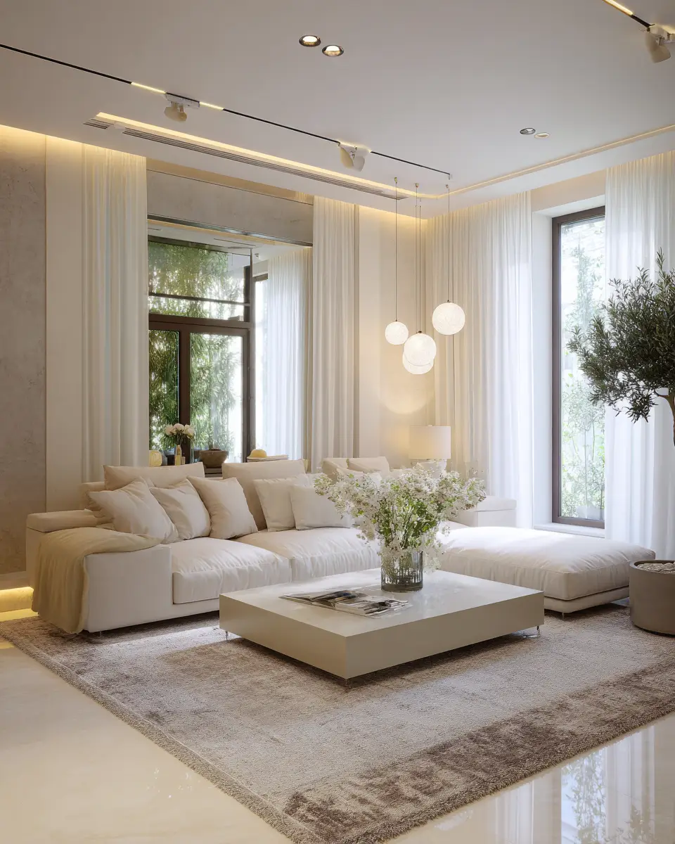 Cream Modern Living Room Decor Ideas