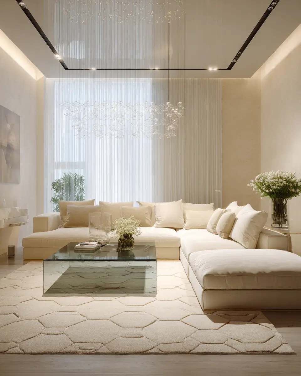 Cream Modern Living Room Decor Ideas