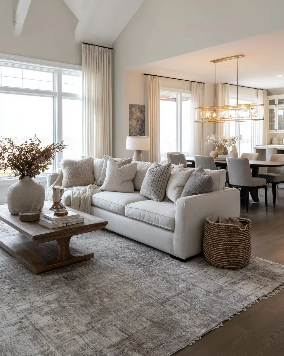 Cream Modern Living Room Decor Ideas