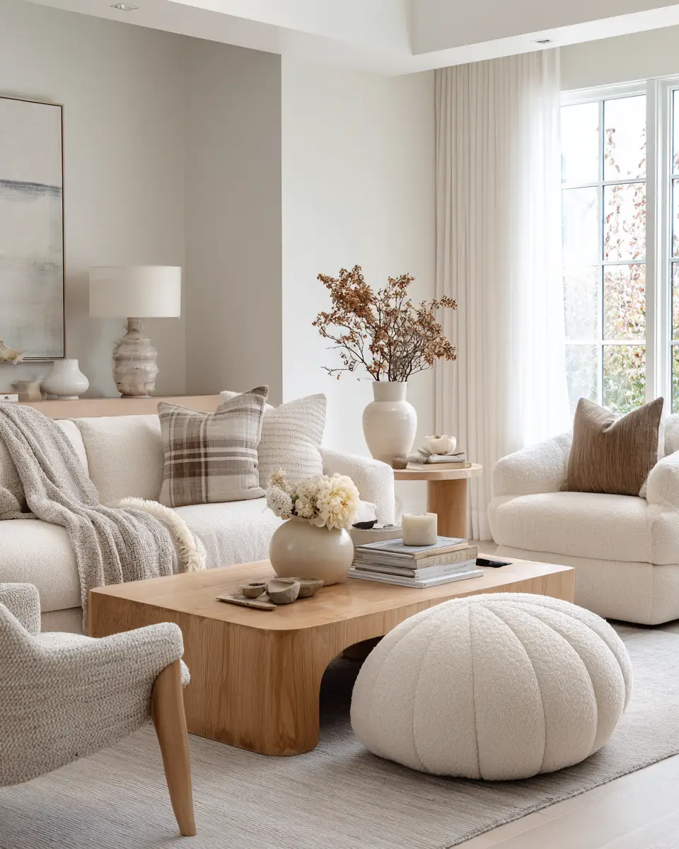 Cream Modern Living Room Decor Ideas