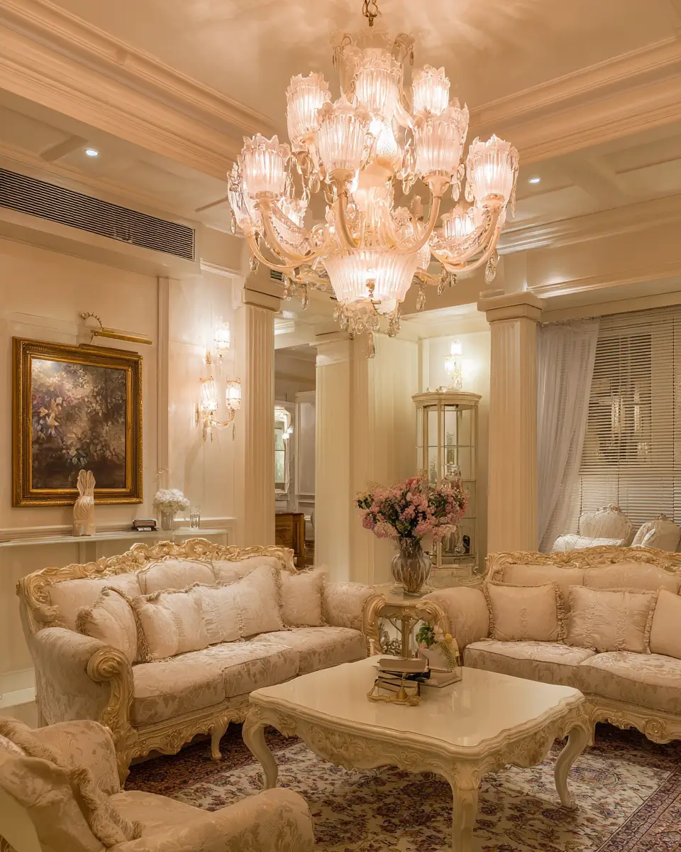 Cream Traditional Living Room Decor Ideas