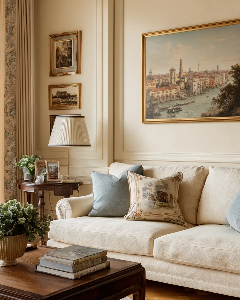 Cream Traditional Living Room Decor Ideas