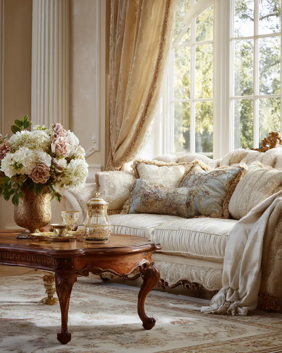 Cream Traditional Living Room Decor Ideas