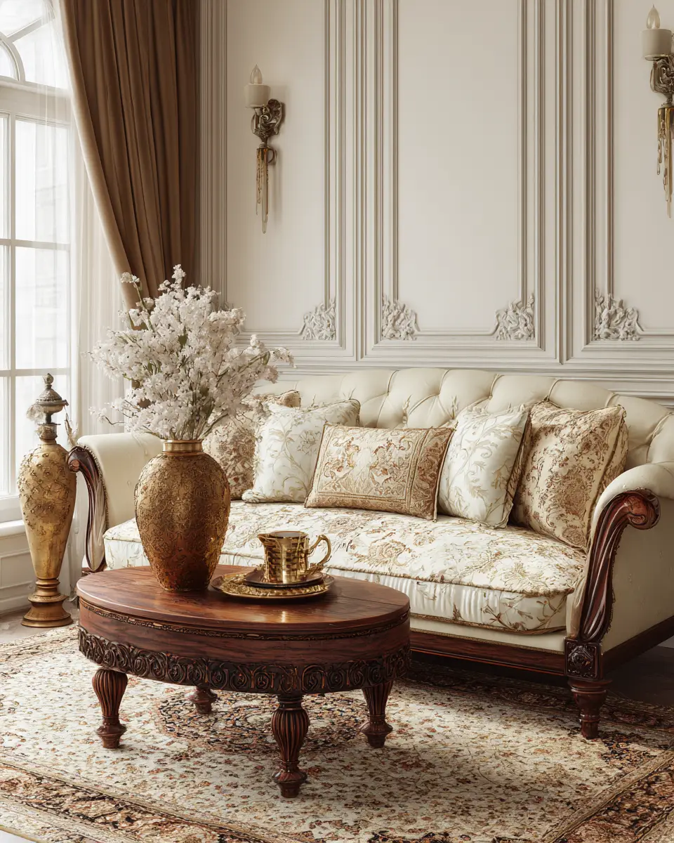 Cream Traditional Living Room Decor Ideas