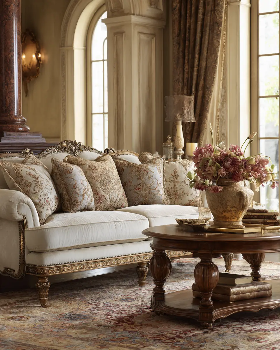 Cream Traditional Living Room Decor Ideas