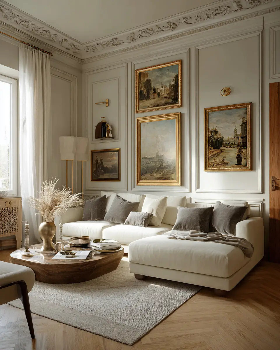 Cream Traditional Living Room Decor Ideas