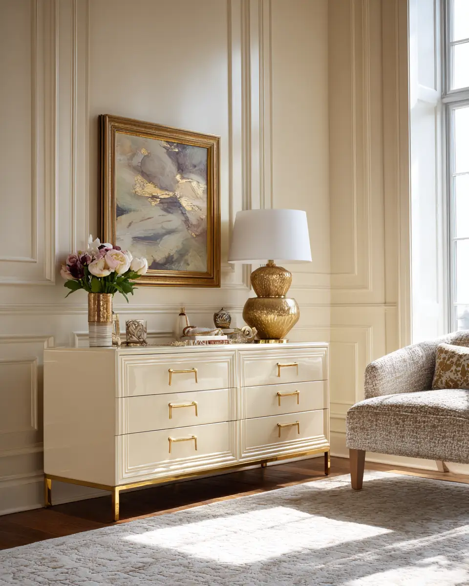 Cream Transitional Home Office Decor Ideas