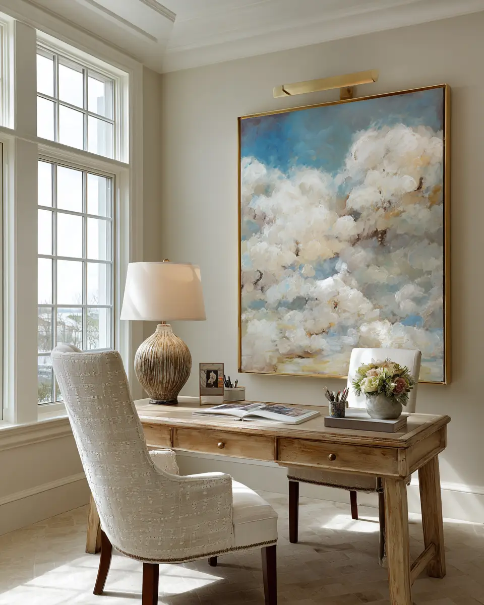 Cream Transitional Home Office Decor Ideas