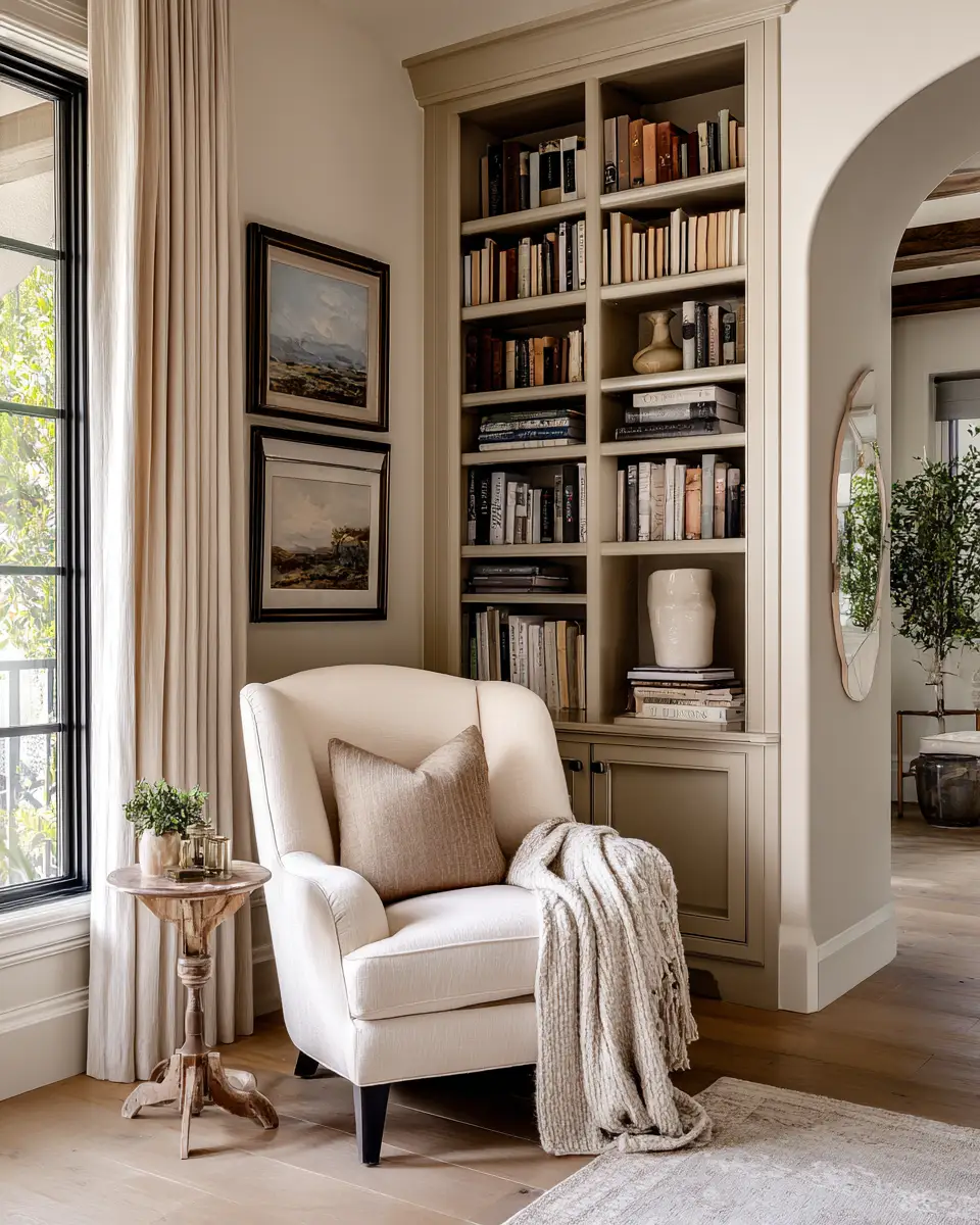 Cream Transitional Home Office Decor Ideas