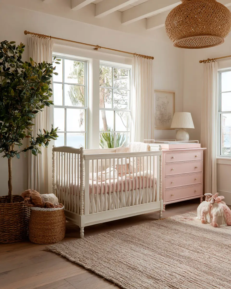Dusty Rose Coastal Nursery Decor Ideas