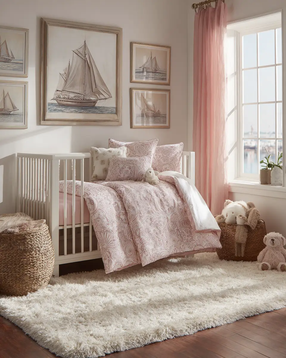 Dusty Rose Coastal Nursery Decor Ideas