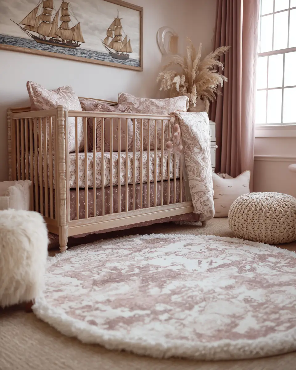 Dusty Rose Coastal Nursery Decor Ideas