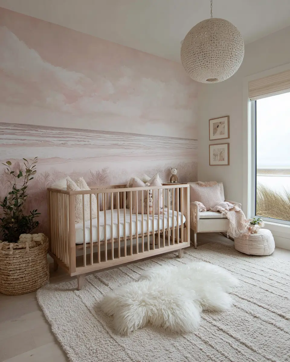 Dusty Rose Coastal Nursery Decor Ideas