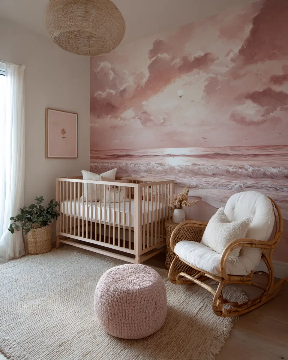 Dusty Rose Coastal Nursery Decor Ideas