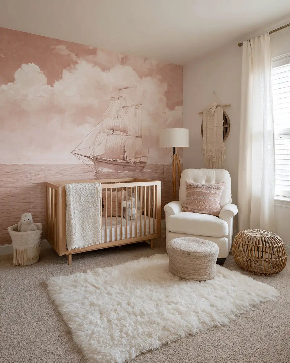 Dusty Rose Coastal Nursery Decor Ideas