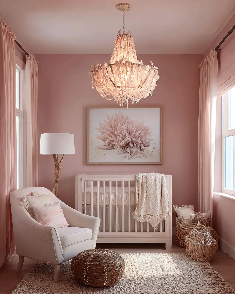 Dusty Rose Coastal Nursery Decor Ideas