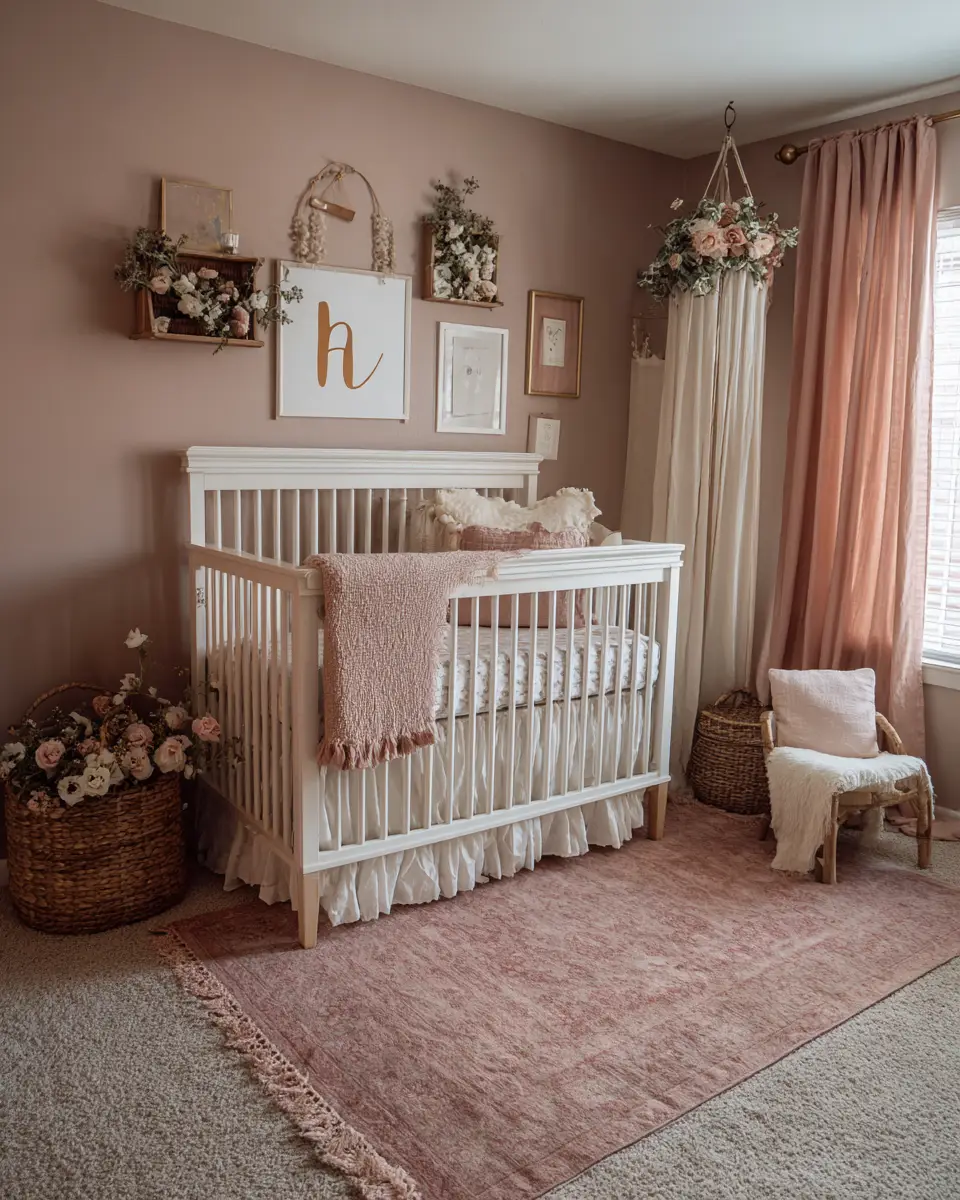 Dusty Rose Coastal Nursery Decor Ideas
