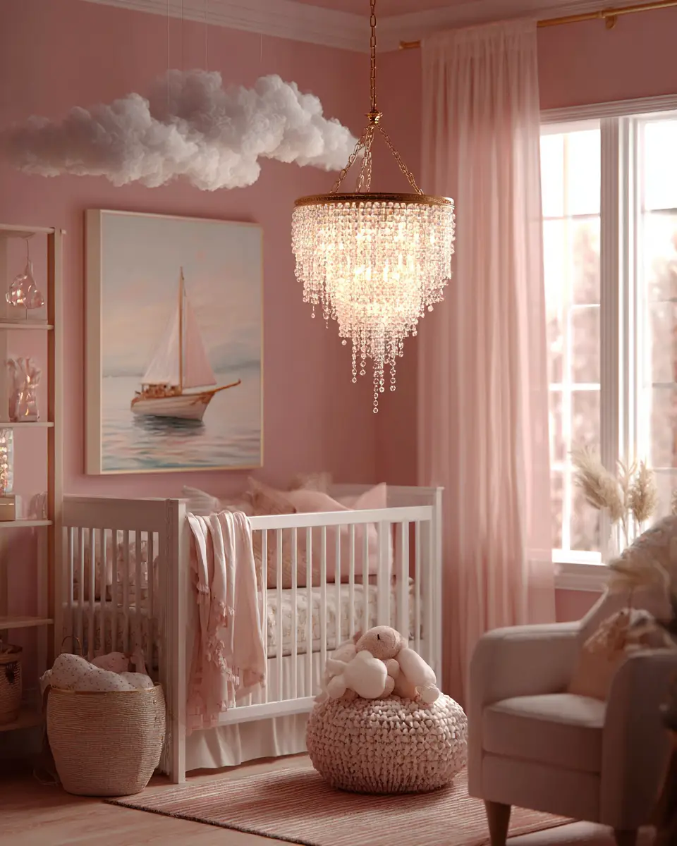 Dusty Rose Coastal Nursery Decor Ideas