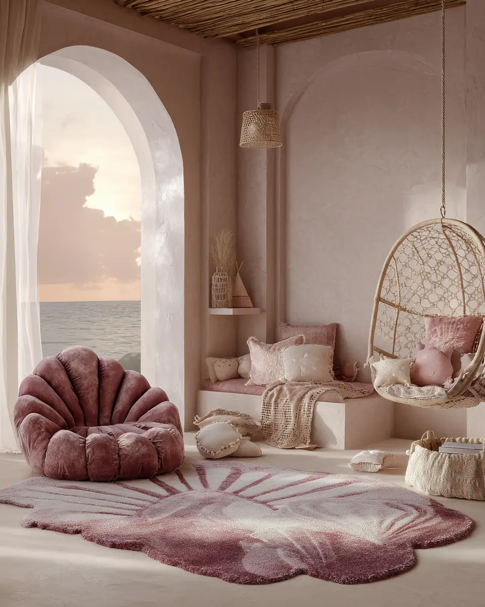 Dusty Rose Coastal Nursery Decor Ideas