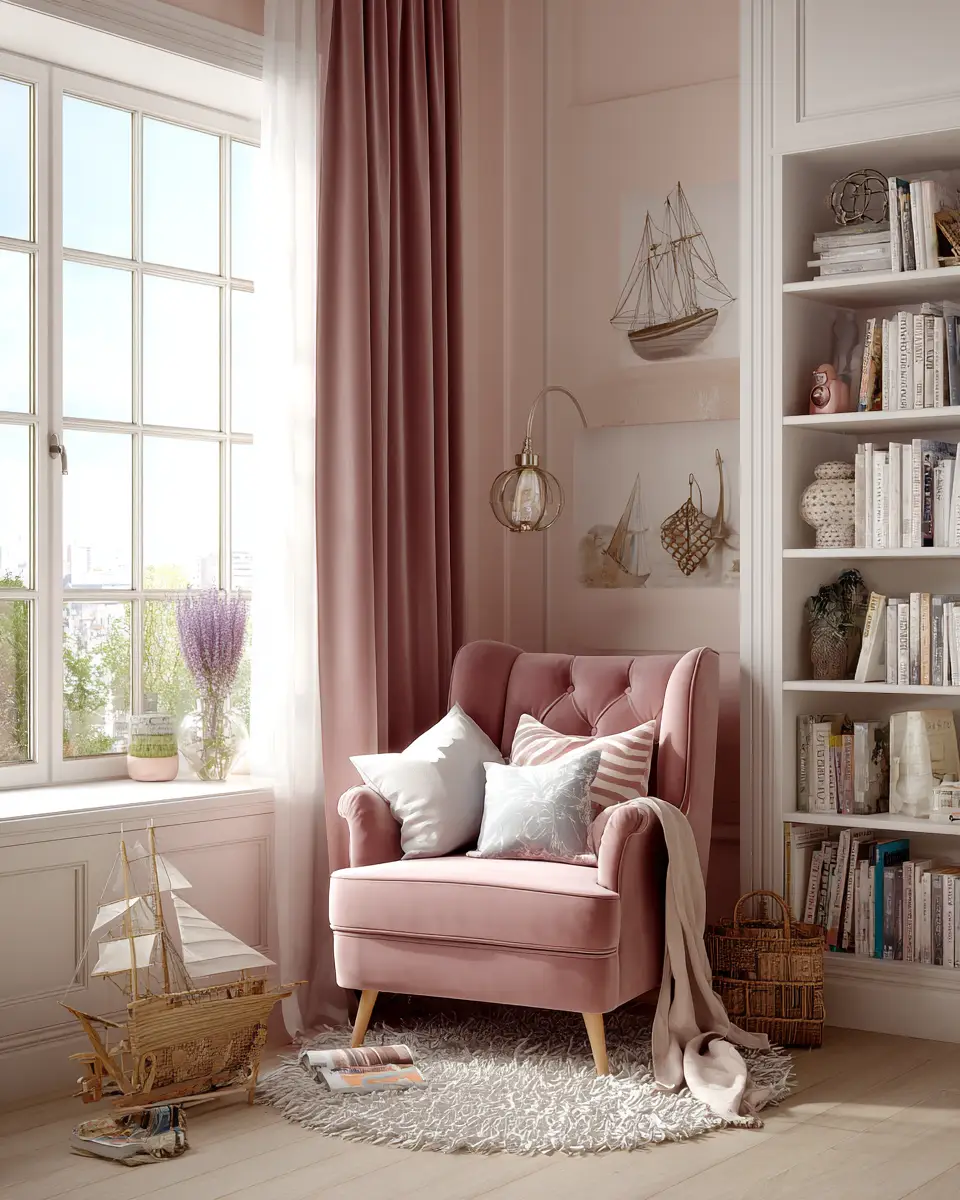 Dusty Rose Coastal Nursery Decor Ideas