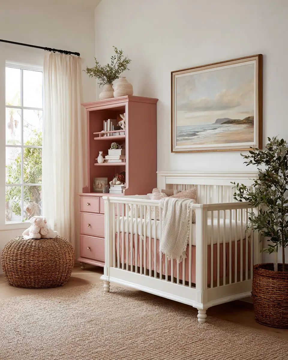 Dusty Rose Coastal Nursery Decor Ideas