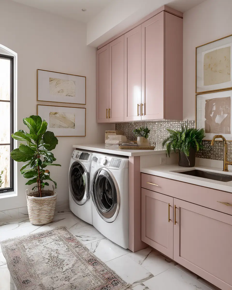Dusty Rose Contemporary Laundry Room Decor Ideas