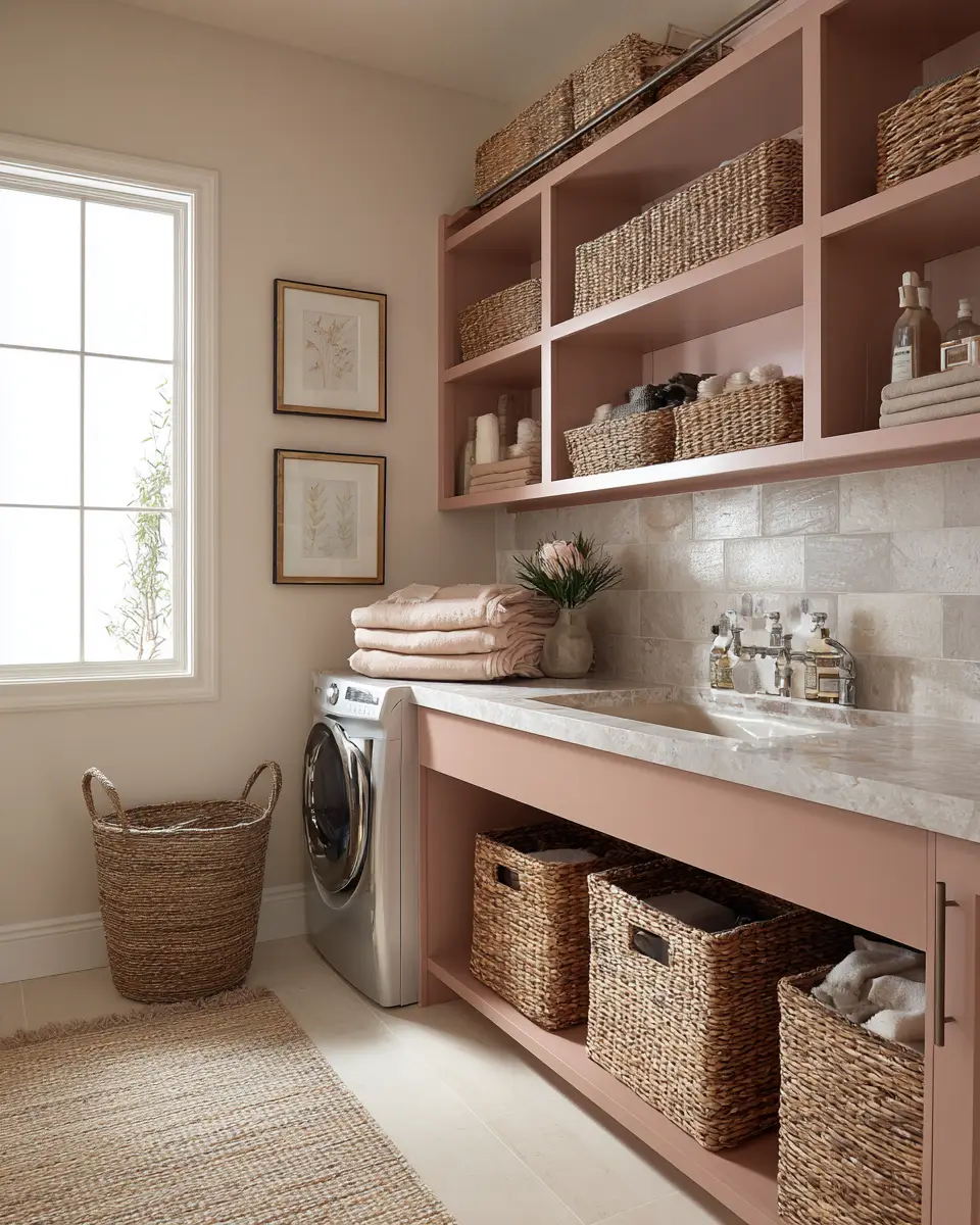 Dusty Rose Contemporary Laundry Room Decor Ideas