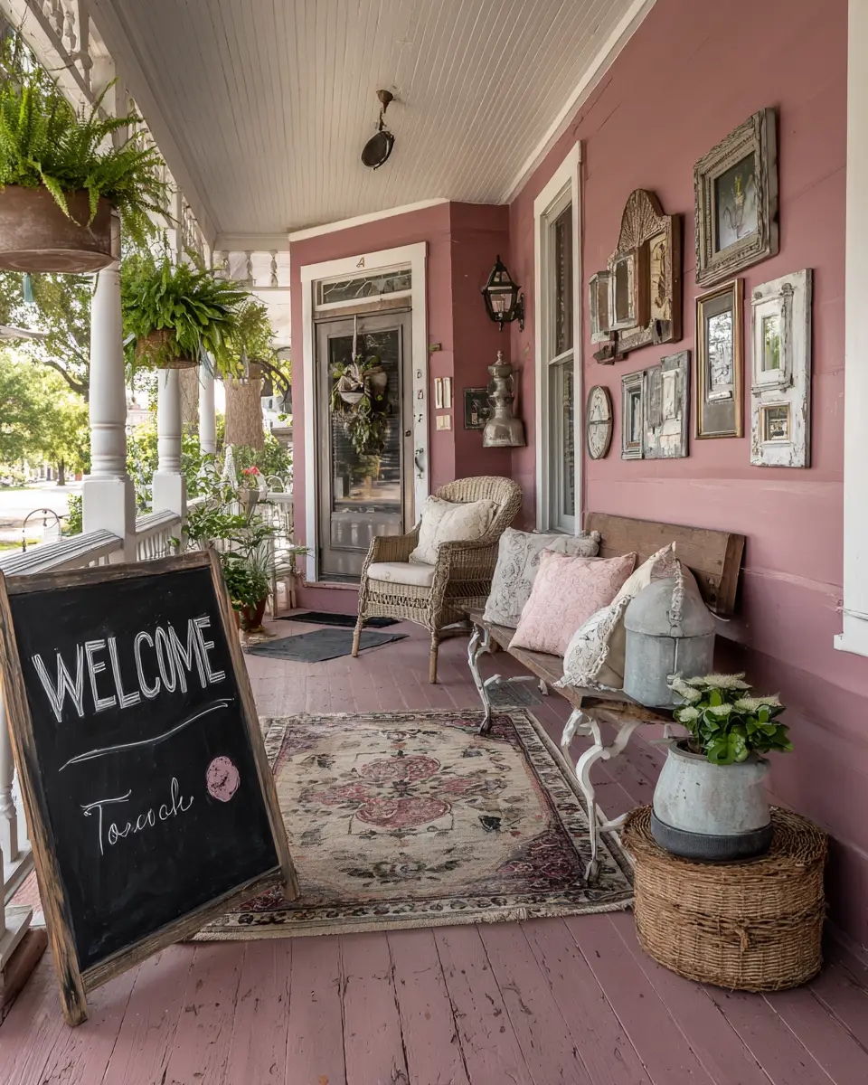Dusty Rose Eclectic Porch Decor Ideas