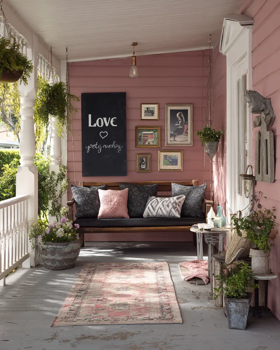 Dusty Rose Eclectic Porch Decor Ideas