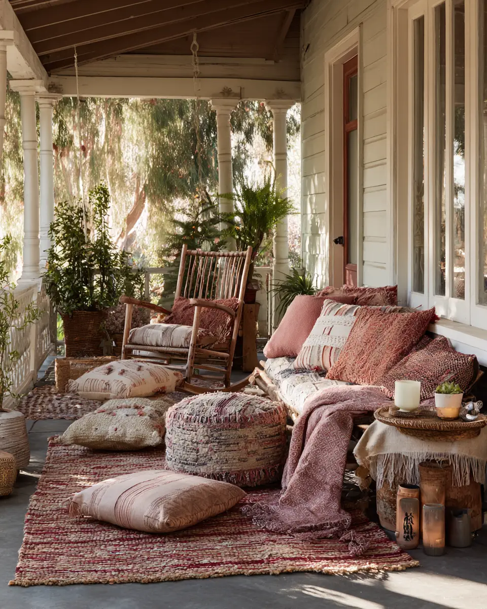 Dusty Rose Eclectic Porch Decor Ideas