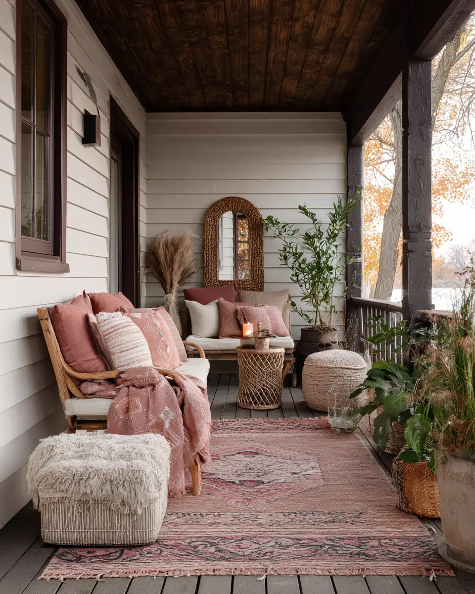 Dusty Rose Eclectic Porch Decor Ideas