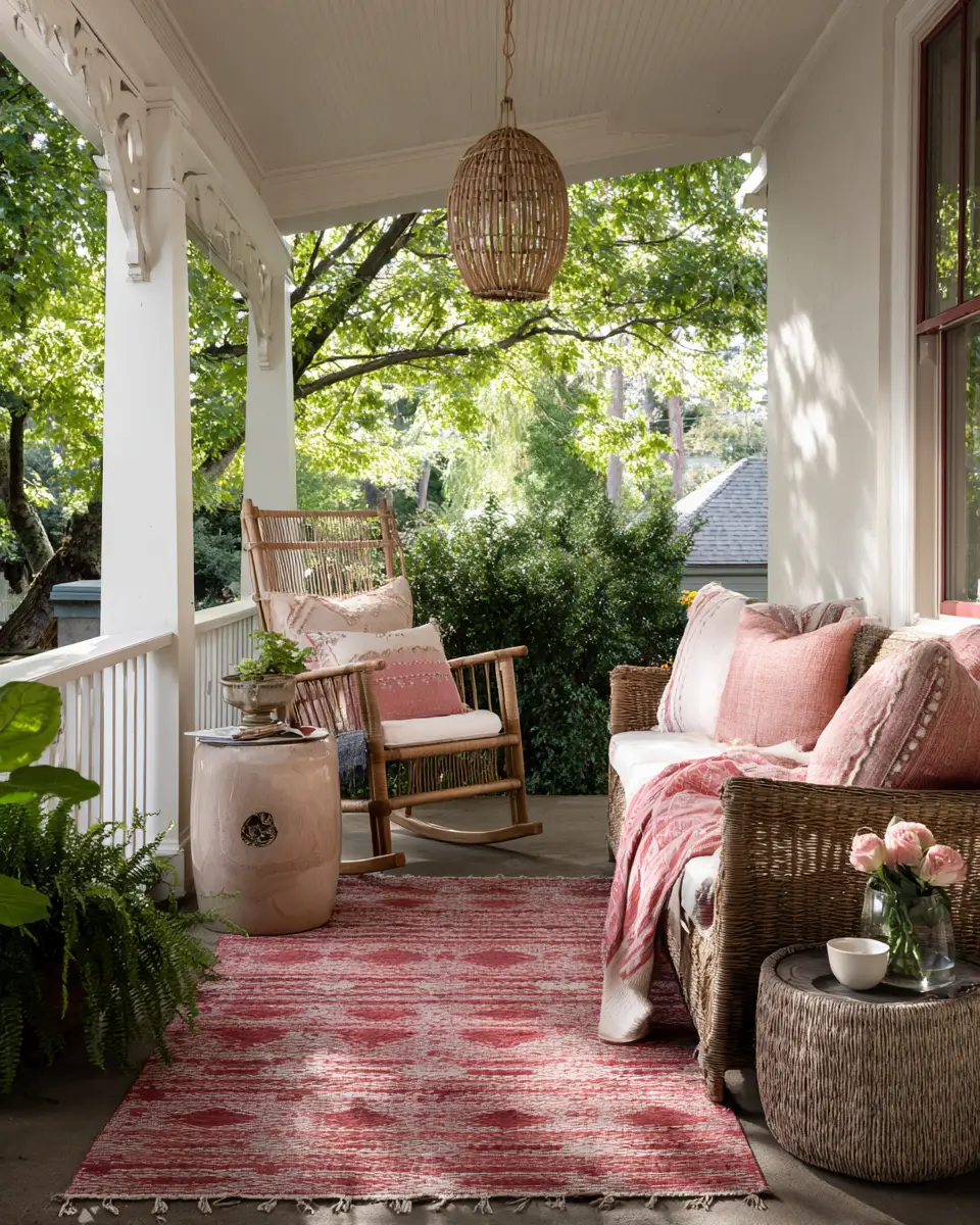 Dusty Rose Eclectic Porch Decor Ideas