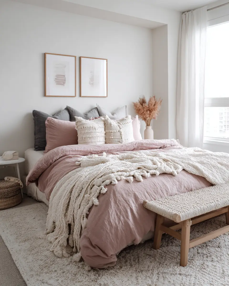 Dusty Rose Minimalist Bedroom Decor Ideas
