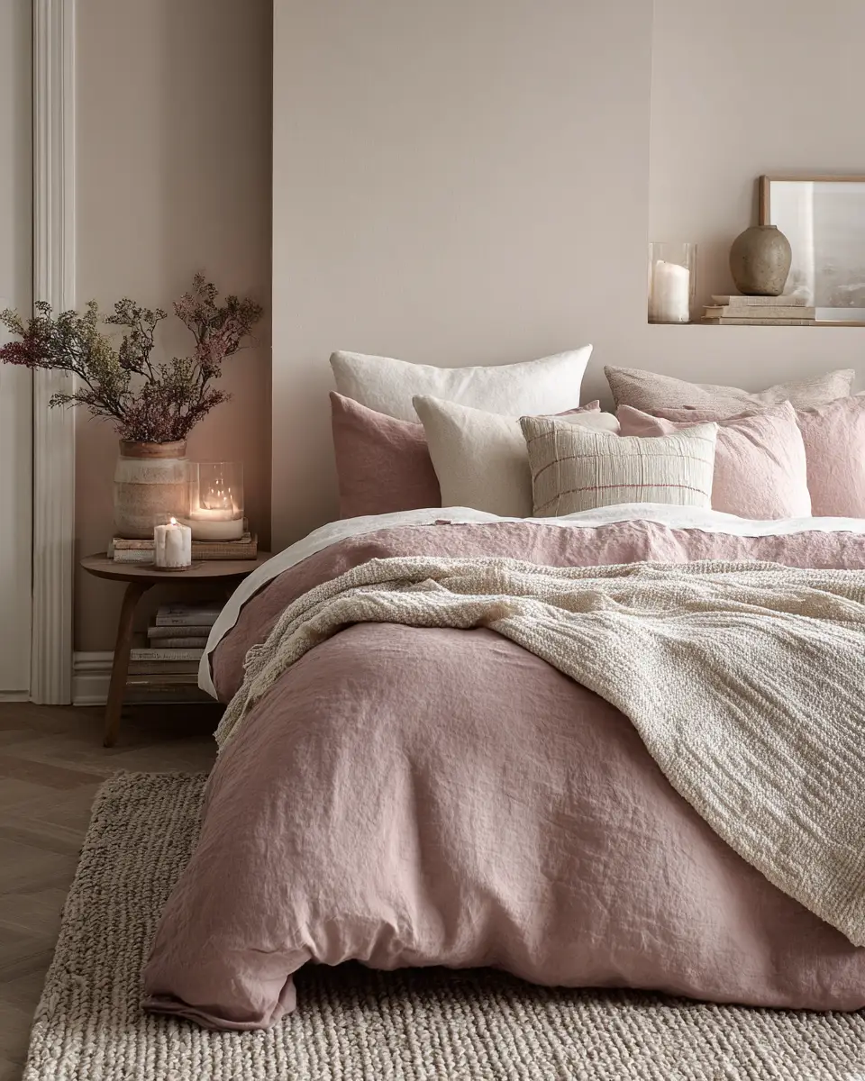 Dusty Rose Minimalist Bedroom Decor Ideas