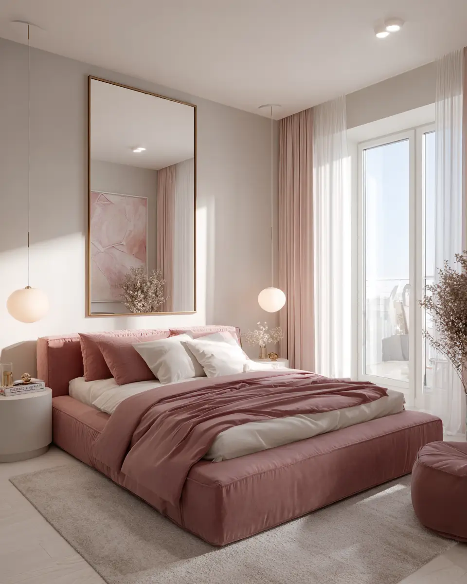 Dusty Rose Minimalist Bedroom Decor Ideas