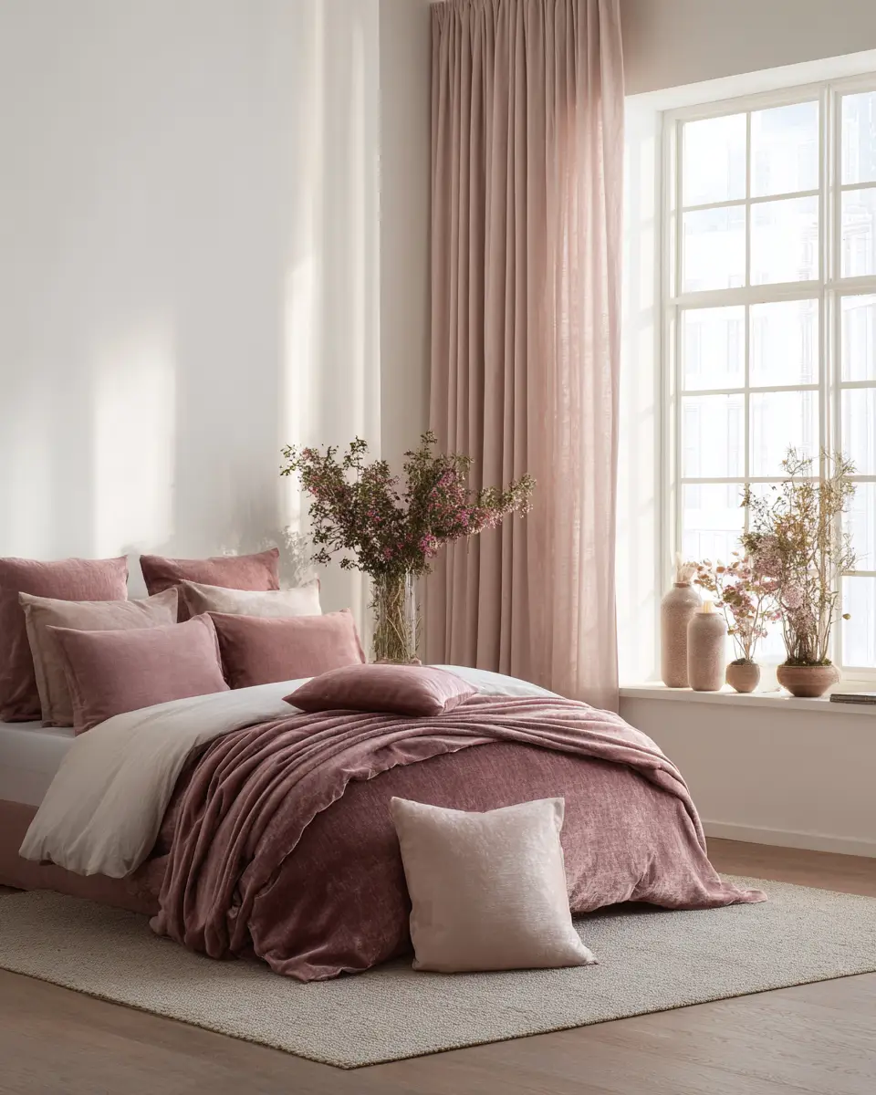 Dusty Rose Minimalist Bedroom Decor Ideas