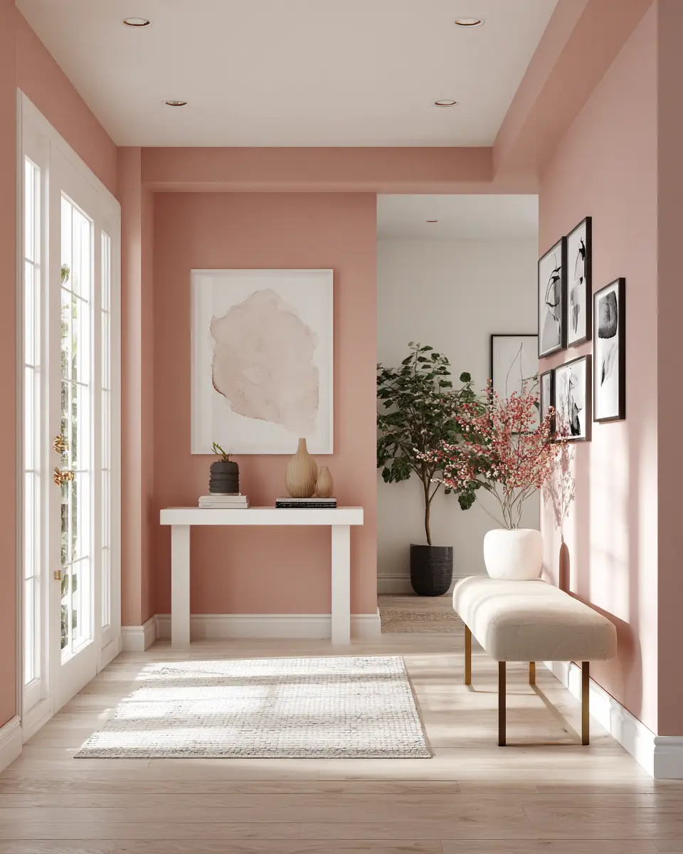 Dusty Rose Minimalist Entryway Decor Ideas